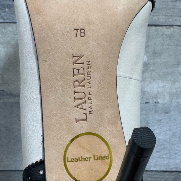 Ralph Lauren Women's Lynden Pointed Nappa & Calfskin Pump - Soft White/Black - 7 - Picture 9 of 9